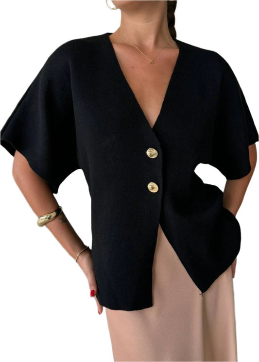 Black Cinched Waist Top