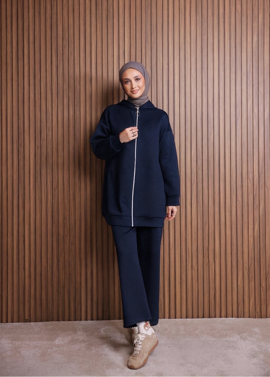 Blue Loungewear Set With Hoodie