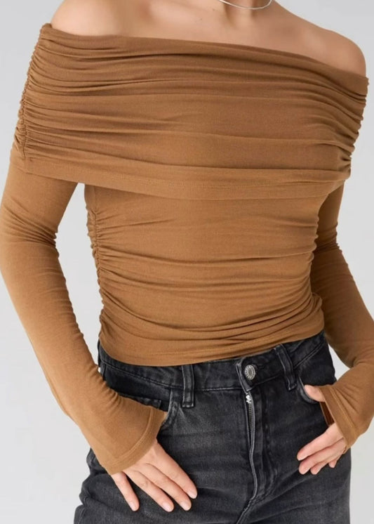 Off Shoulder Mustard Top