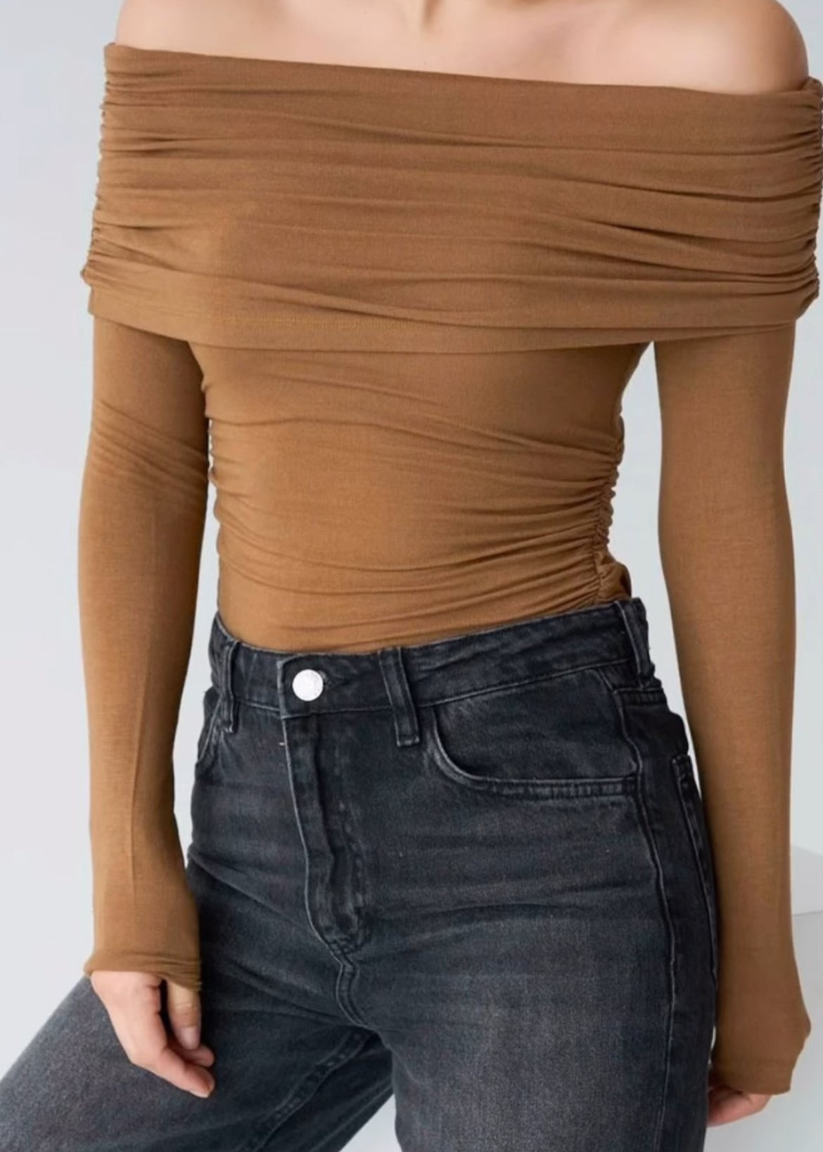 Off Shoulder Mustard Top