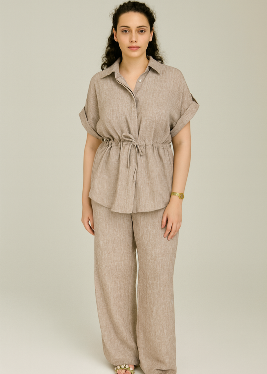 Peter Pan Collar Sand Co Ord Set