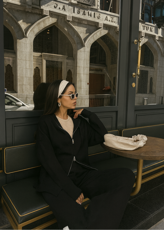 Black Co Ord Set With Hood