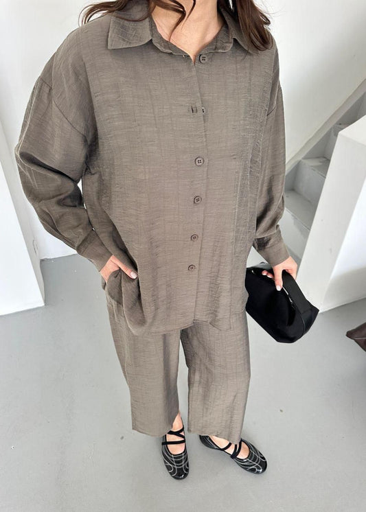 Brownish Grey Lined Coord Set