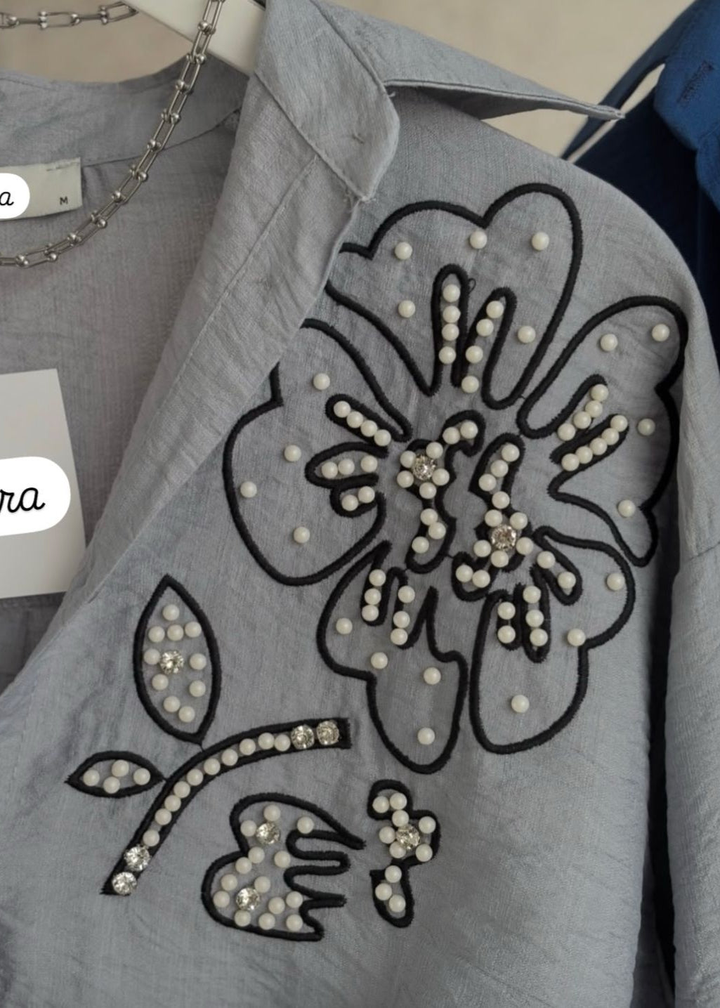 Grey Pearl Flower Set
