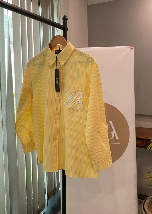 Yellow Stripe Shirt With Embroidered Detail