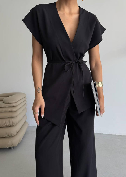 Black Tie Detail Co Ord Set