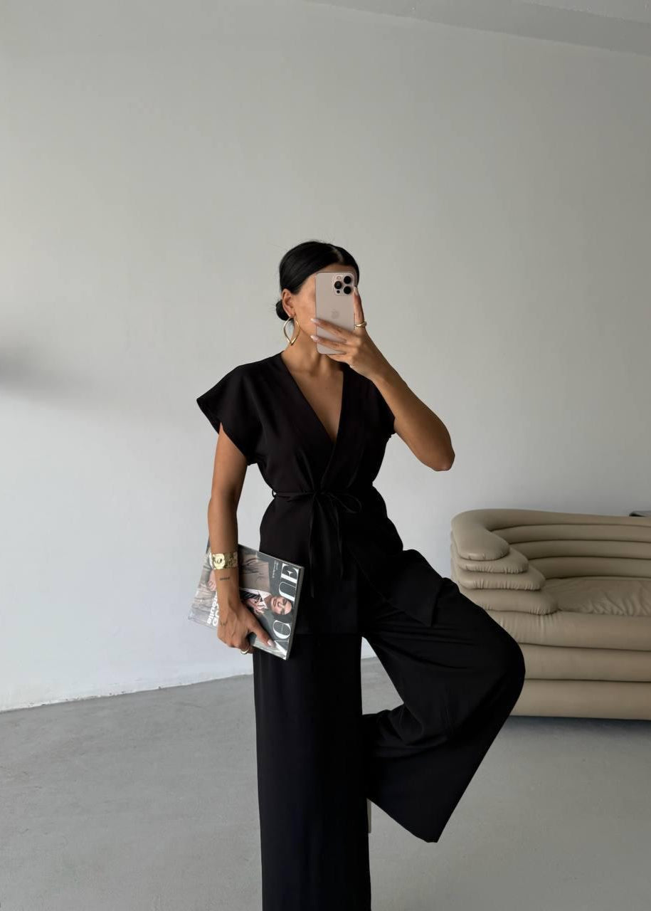 Black Tie Detail Co Ord Set