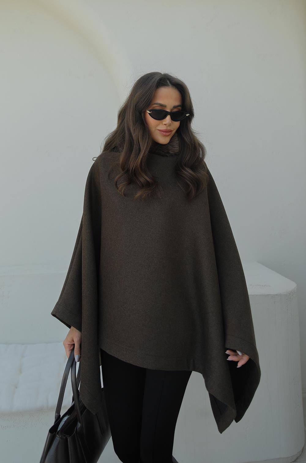 Cocoa Drape Poncho