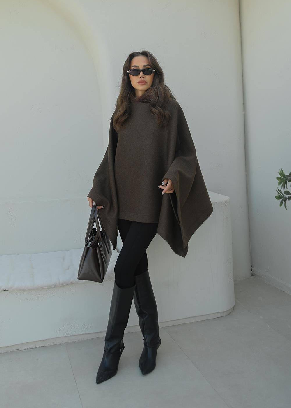 Cocoa Drape Poncho
