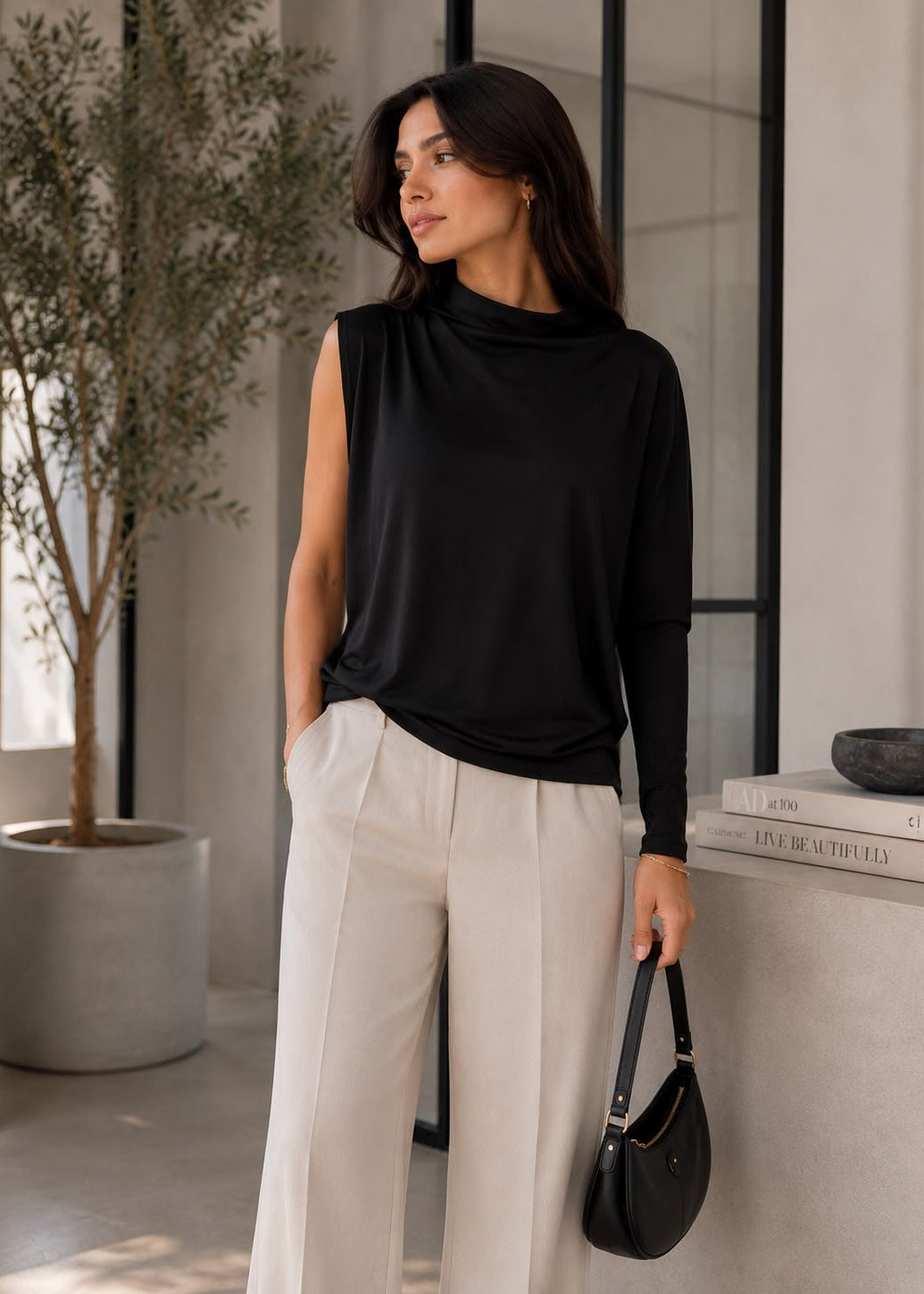 Midnight Mockneck Top