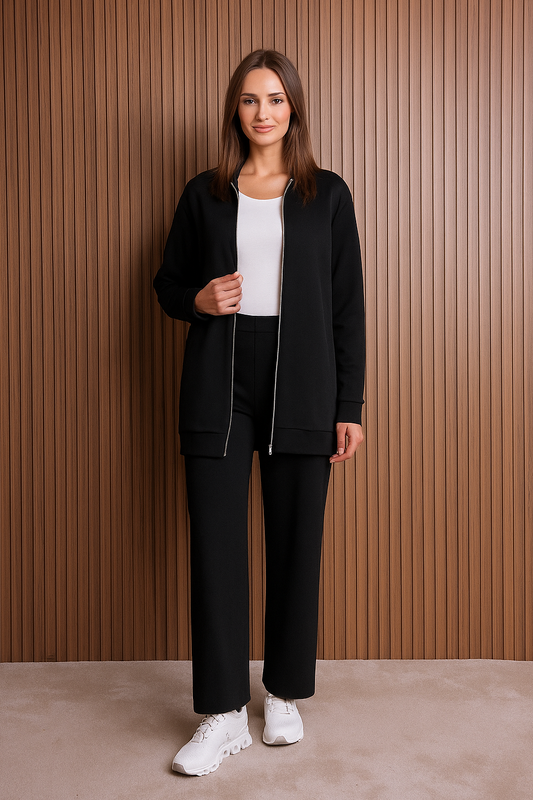Black Loungewear Set With Hoodie