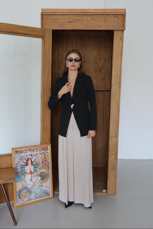 Black Coat With Golden Button