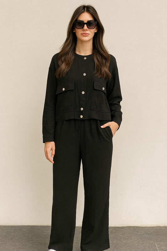 Textured Black Co Ord Set