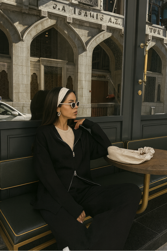 Black Co Ord Set With Hood