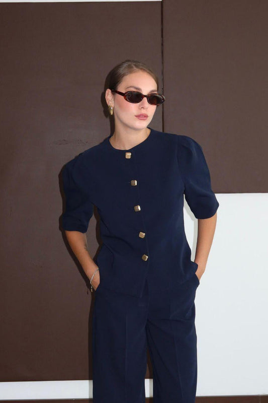 Puffed Sleeve Blazer Set