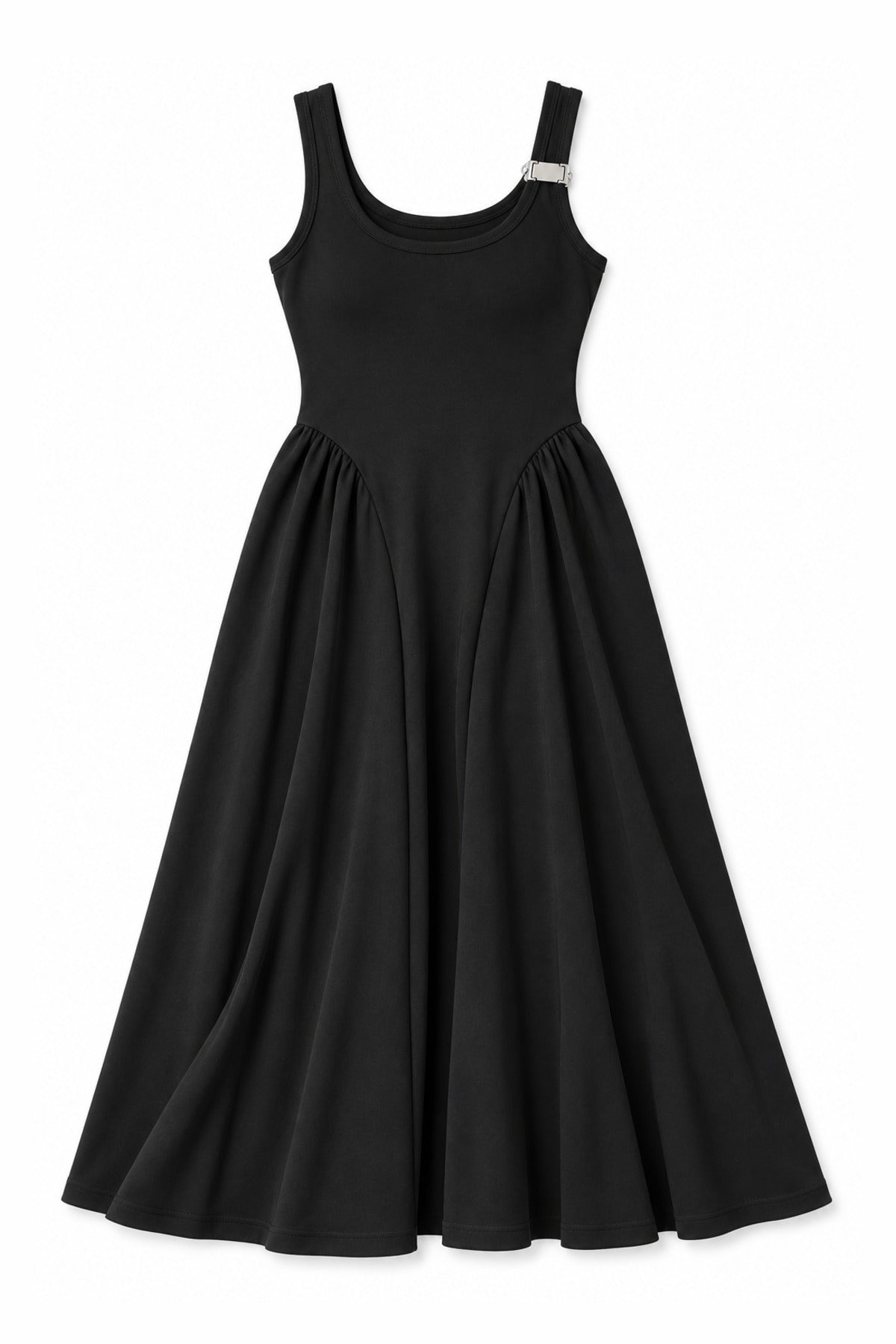 Clasp Dress in Black, flat lay