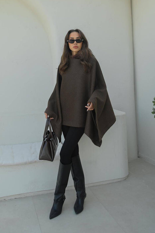 Cocoa Drape Poncho