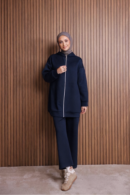 Blue Loungewear Set With Hoodie