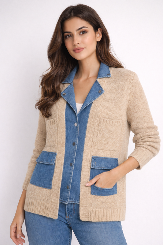 Denim Crest Cardigan