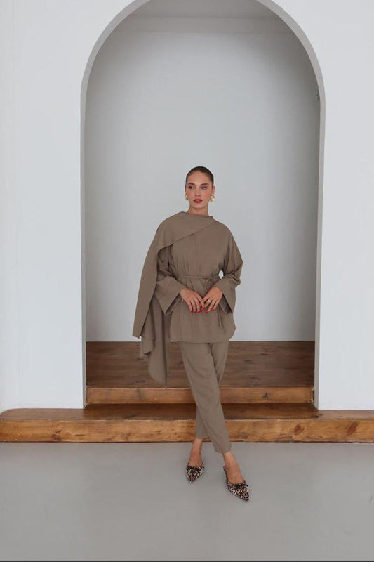 Draped Shoulder Co-Ord Set