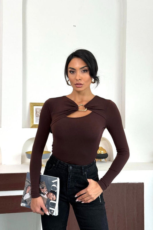 Brown Buckled Top