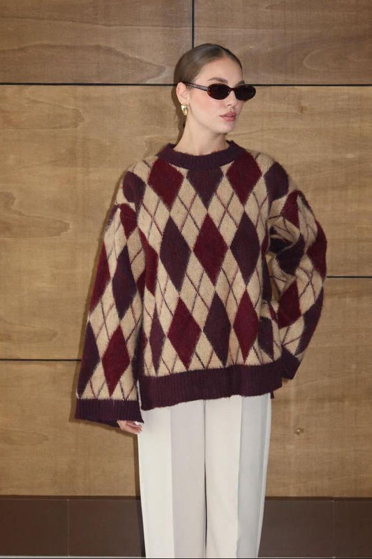 Argyle Burgundy Sweater