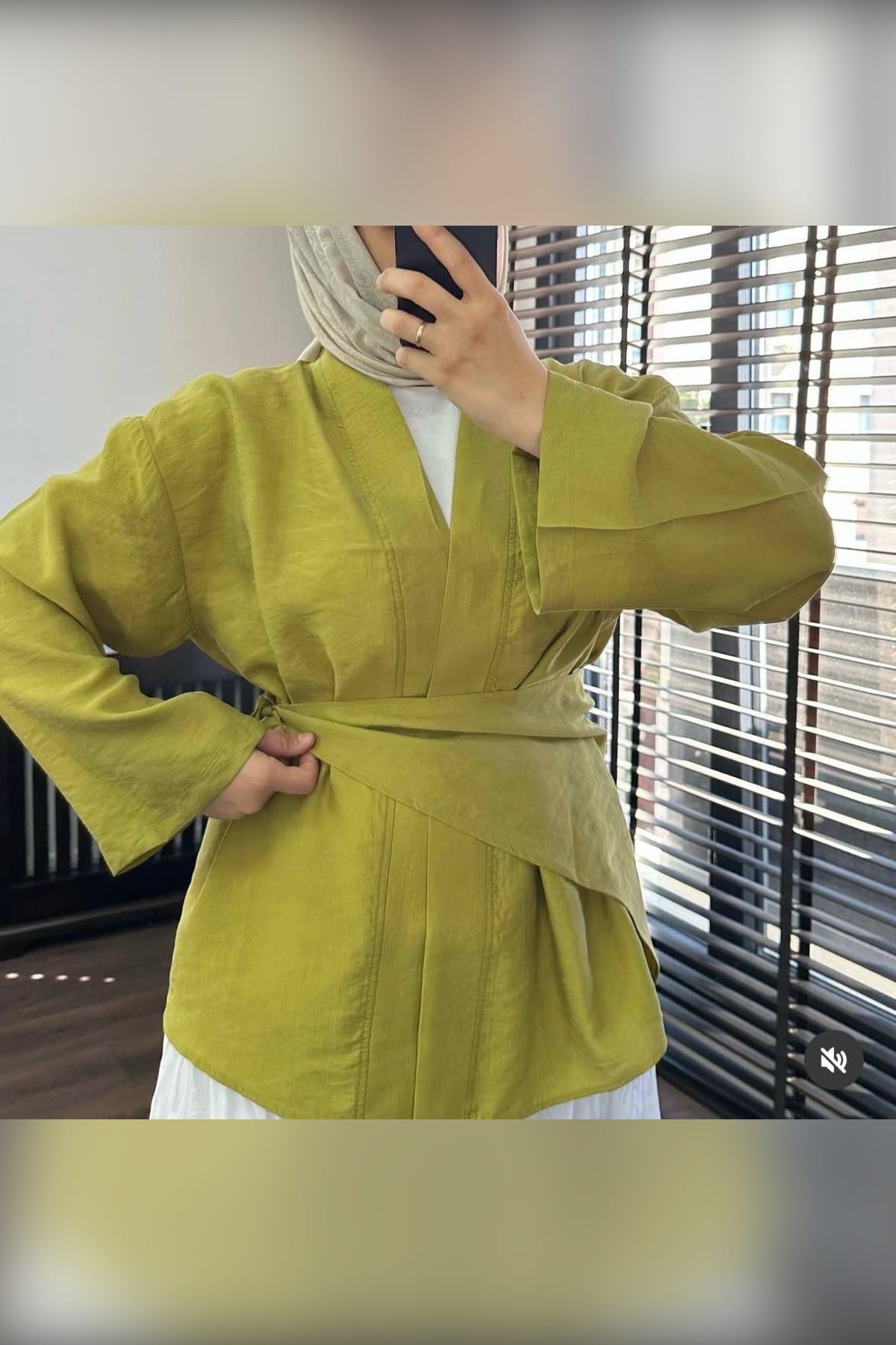 Two Piece Wrap Kimono — Lime