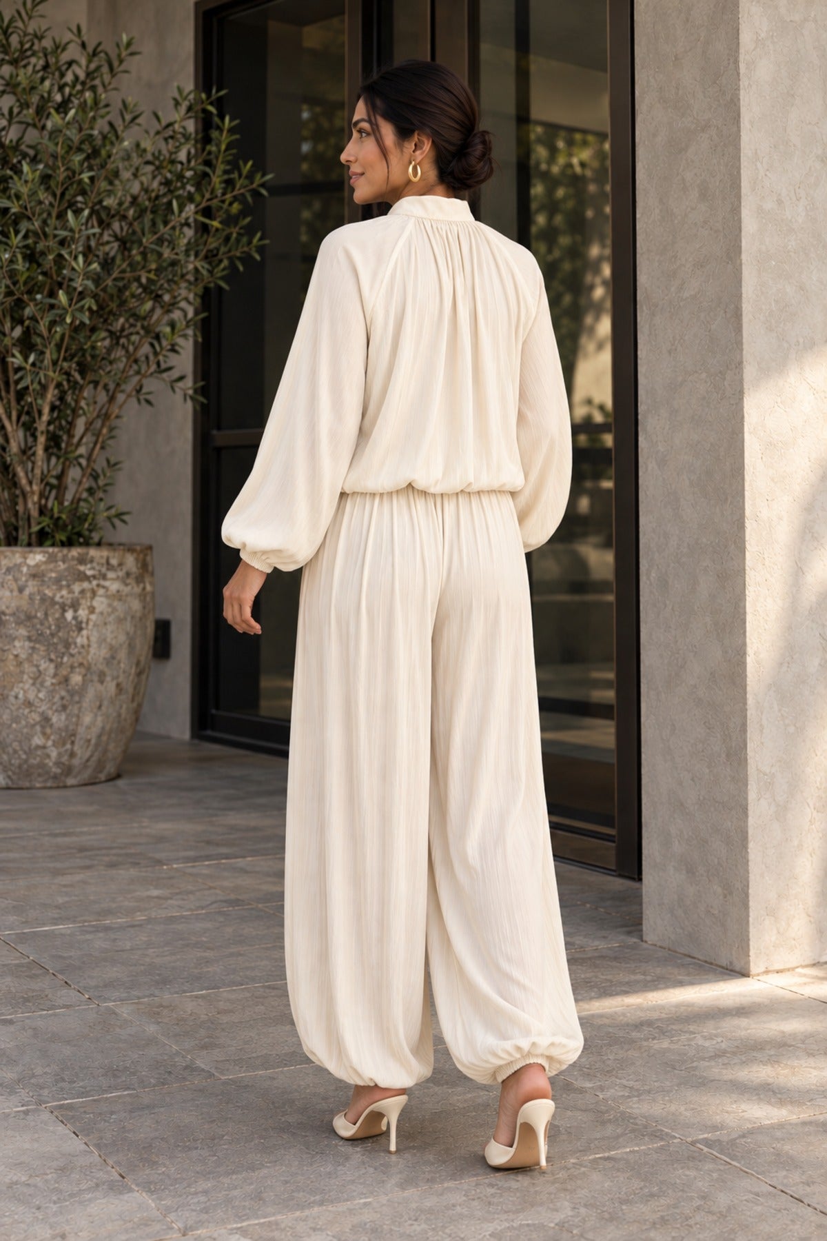 Zip-Up Co-ord in Ivory, back view